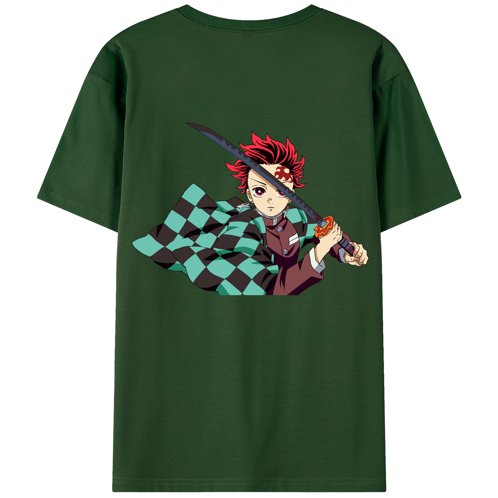 （画像用） 鬼滅の刃 竈門 炭治郎／かまど たんじろう Kamado Tanjirou 綿100％半袖Tシャツ（背面プリント）